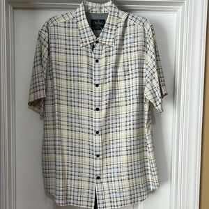 Nat Nast 100% Cream and Black Casual Button Down Shirt. Large